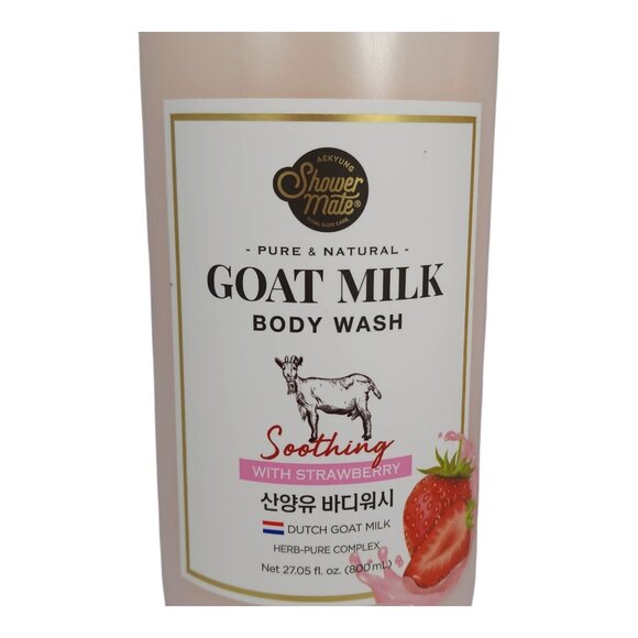 Aekyung Shower Mate 2 Pack Goat Milk Body Wash Strawberry Scent 27 oz each - Picture 2 of 5